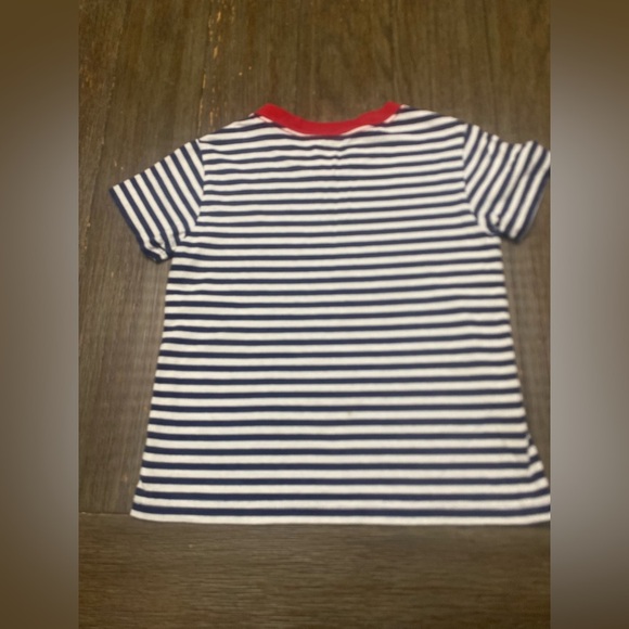 Polo Ralph Lauren Striped Short Sleeve Red Collar Vneck T Shirt Size 4 - Picture 2 of 6